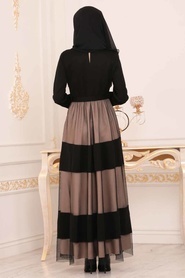 Nayla Collection - Kemerli Taş Tesettür Elbise 91090TAS - Thumbnail