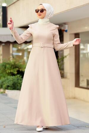 Nayla Collection - Kemerli Vizon Tesettür Elbise 78240V - 1