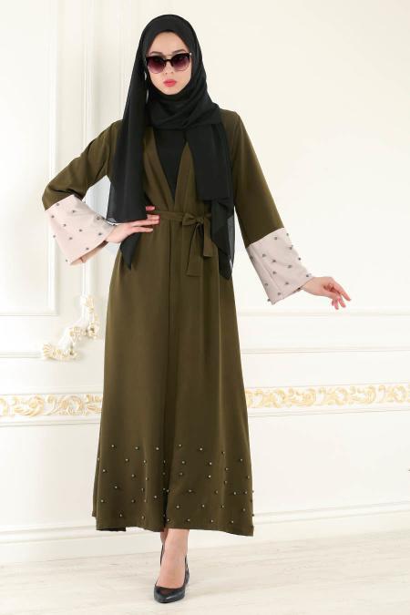 Nayla Collection - Khaki Hijab Abaya 4751HK - 2