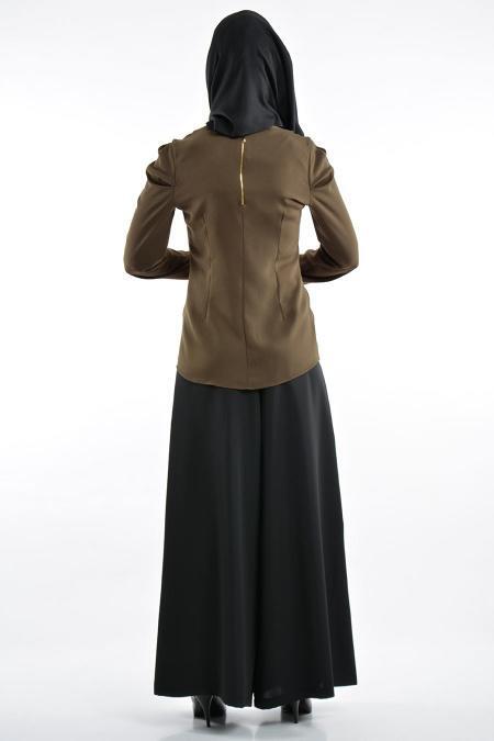 Nayla Collection - Khaki Hijab Blouse 1038HK - 3