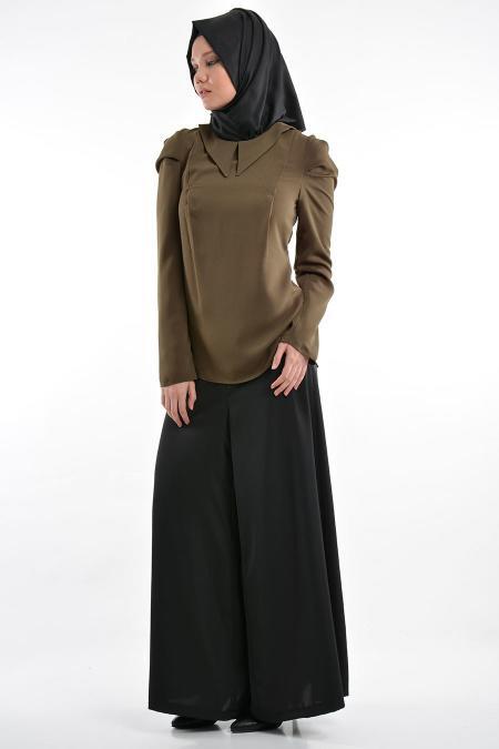 Nayla Collection - Khaki Hijab Blouse 1038HK - 2