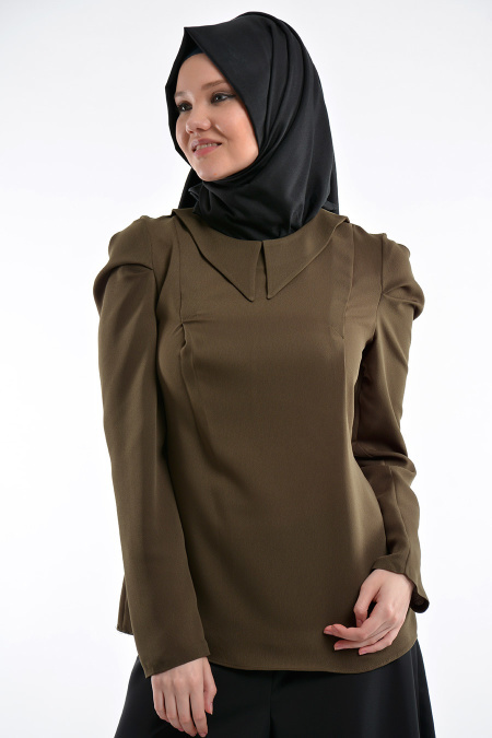 Nayla Collection - Khaki Hijab Blouse 1038HK