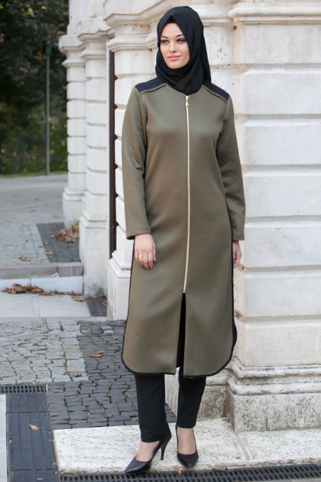 Nayla Collection - Khaki Hijab Coat 1495HK
