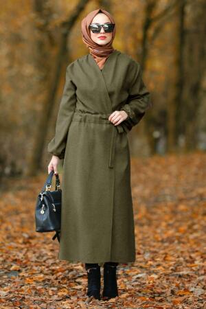 Nayla Collection - Khaki Hijab Coat 5409HK - 1
