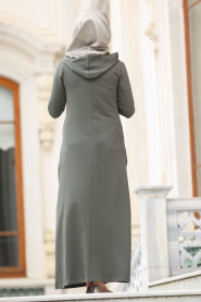Nayla Collection - Khaki Hijab Coat 80260HK - Thumbnail