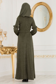 Nayla Collection - Khaki Hijab Dress 3893HK - Thumbnail