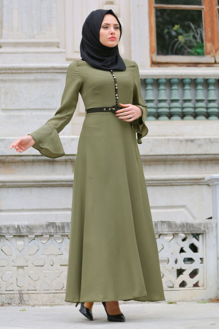 Nayla Collection - Khaki Hijab Dress 4809HK
