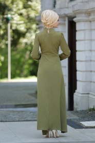Nayla Collection - Khaki Hijab Dress 5206HK - Thumbnail