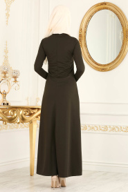 Nayla Collection - Khaki Hijab Dress 76340HK - Thumbnail
