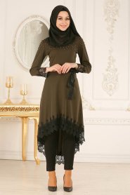 Nayla Collection - Khaki Hijab Tunic 40490HK - Thumbnail