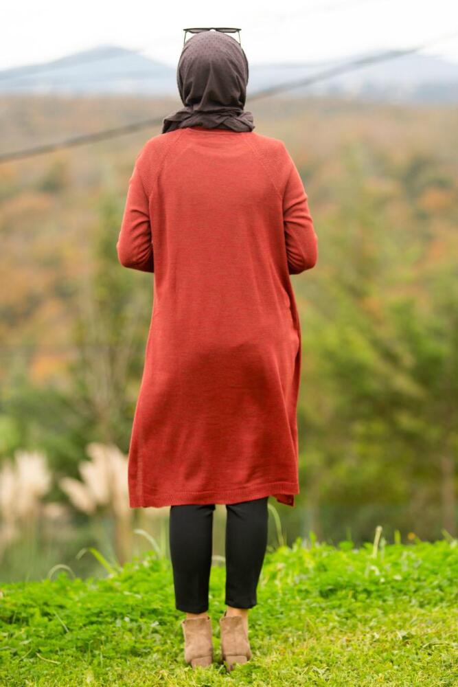 Nayla Collection - Kiremit Tesettür Triko Tunik 20120KRMT - 2