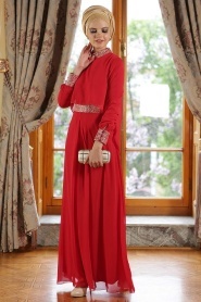 Nayla Collection - Kırmızı Elbise 7010K - Thumbnail