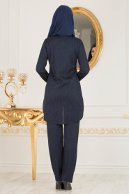 Nayla Collection - Lacivert Bluz / Pantolon Tesettür Takım 2316L - Thumbnail