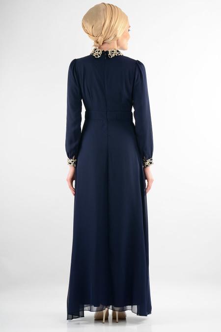 Nayla Collection - Lacivert Elbise 7026L - 3