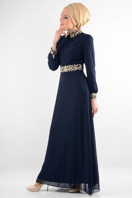 Nayla Collection - Lacivert Elbise 7026L - 2