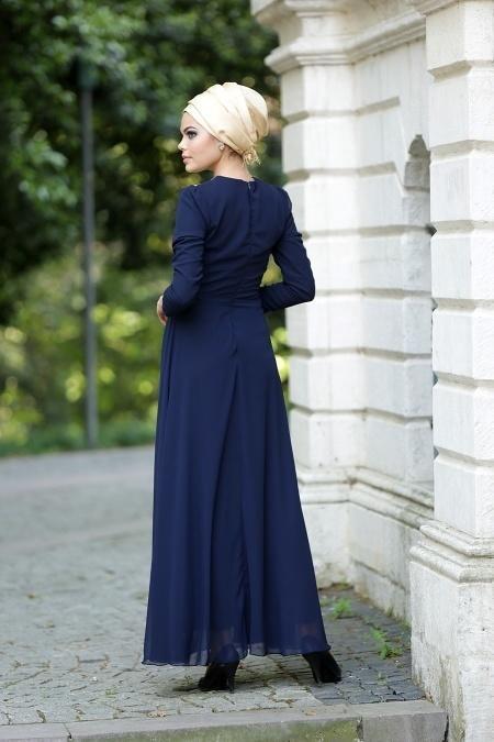 Nayla Collection - Lacivert Tesettür Elbise 4036L - 3