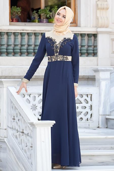 Nayla Collection - Lacivert Elbise - 2