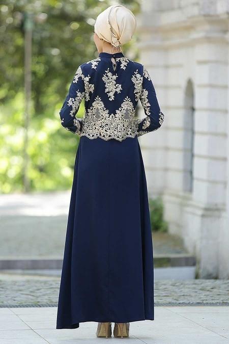 Nayla Collection - Lacivert Tesettür Elbise 5275L - 3