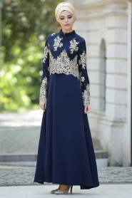 Nayla Collection - Lacivert Tesettür Elbise 5275L - Thumbnail