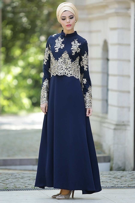 Nayla Collection - Lacivert Tesettür Elbise 5275L