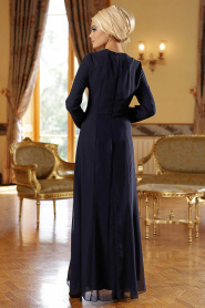 Nayla Collection - Lacivert Elbise - Thumbnail