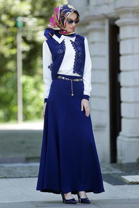 Nayla Collection - Lacivert Etek / Bluz Takım - 2