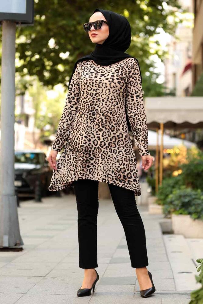 Nayla Collection - Leopar Desenli Tesettür Tunik 40456LP - 1