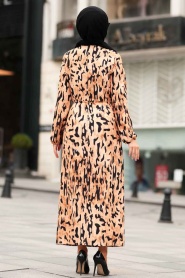 Nayla Collection - Leopard Patterned Hijab Dress 4003LP - Thumbnail
