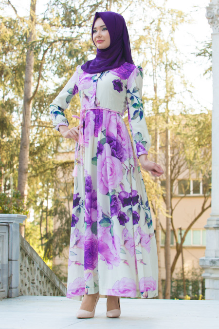 Nayla Collection - Lila Hijab Dress 6526LILA