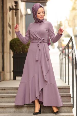 Nayla Collection - Lila Tesettür Çapraz Elbise 4041LILA - 1