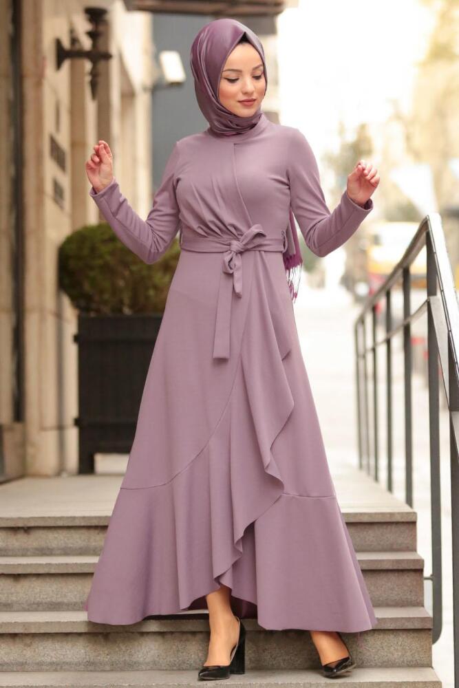 Nayla Collection - Lila Tesettür Çapraz Elbise 4041LILA - 1