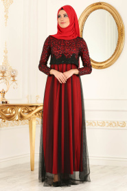 Nayla Collection - Mahogany Evening Dress 12013BR - Thumbnail