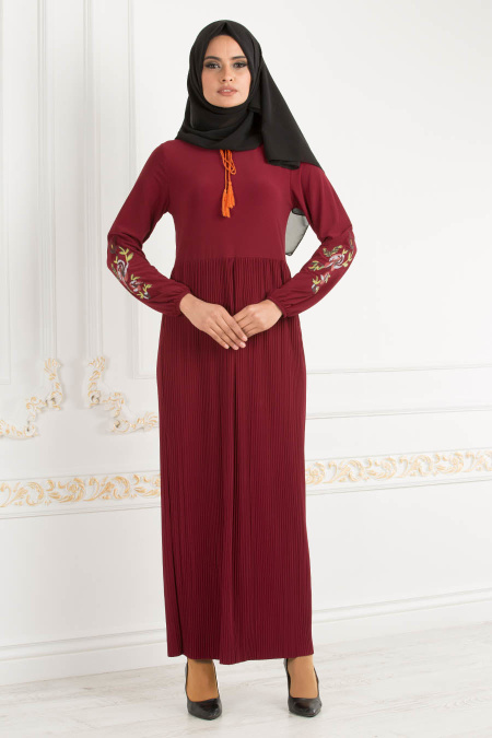 Nayla Collection - Mahogany Hijab Dress 18022BR