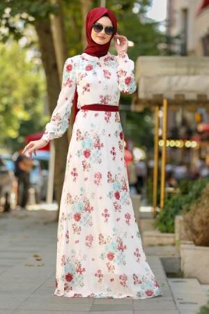 Nayla Collection - Mahogany Hijab Dress 81520BR - 1
