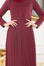 Nayla Collection - Mahogany Hijab Dress 8244BR - Thumbnail