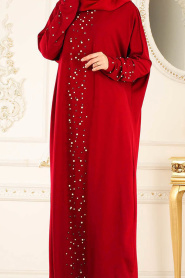Nayla Collection - Mahogany Hijab Evening Dress 73120BR - Thumbnail