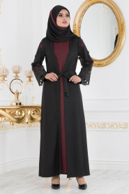 Nayla Collection - Mahogany Hijab Suit Abaya 100347BR - Thumbnail