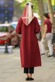 Nayla Collection - Mahogany Hijab Turkish Abaya 53670BR - Thumbnail
