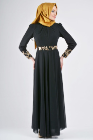 Nayla Collection - Manşetli Siyah Elbise - Thumbnail