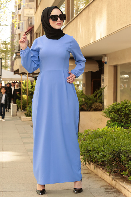 Nayla Collection - Mavi Tesettür Elbise 78301M