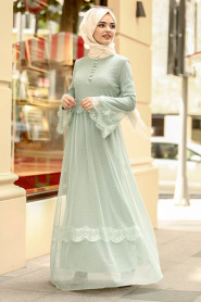 Nayla Collection - Menthe Robe Hijab 100421MINT - Thumbnail