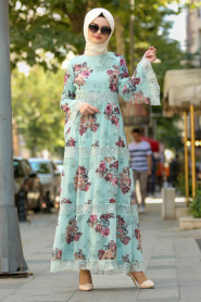 Nayla Collection - Menthe Robe Hijab 100427MINT - Thumbnail