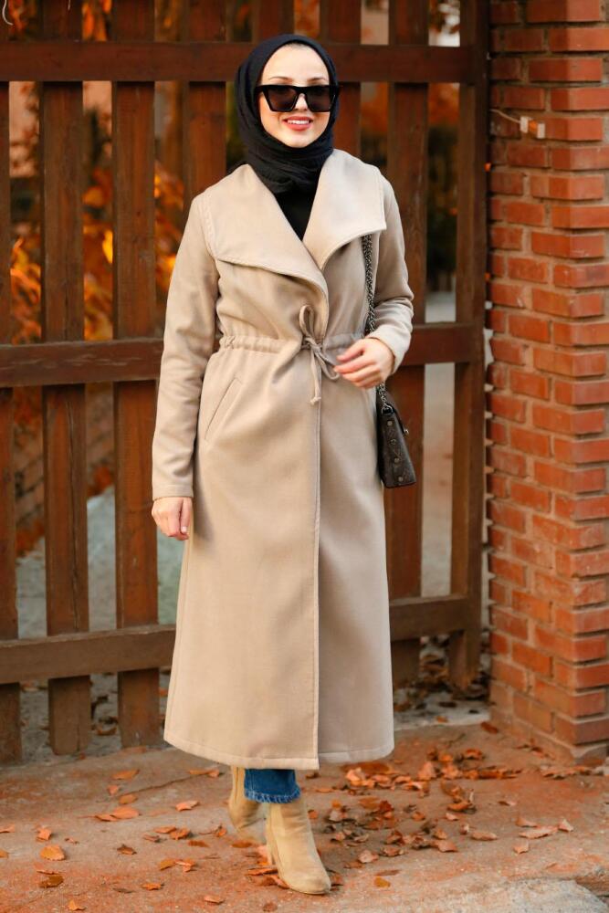 Nayla Collection - Mink Color Hijab Coat 51720V - 1