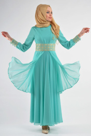 Nayla Collection - Mint Hijab Dress 405MINT - Thumbnail