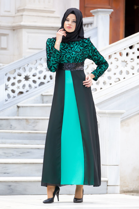 Nayla Collection - Mint Hijab Dress 4109MINT