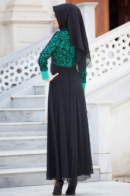 Nayla Collection - Mint Hijab Dress 4129MINT - 3