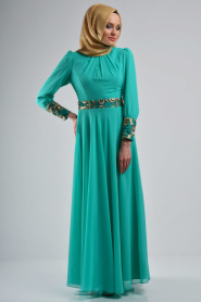 Nayla Collection - Mint Hijab Dress 7000MINT - Thumbnail