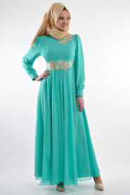 Nayla Collection - Mint Hijab Dress 7009MINT - Thumbnail