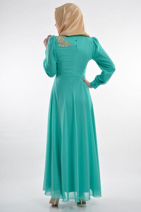 Nayla Collection - Mint Hijab Dress 7009MINT - 3