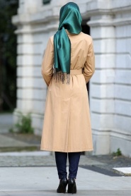 Nayla Collection - Mint Hijab Trench Coat 7146V - Thumbnail